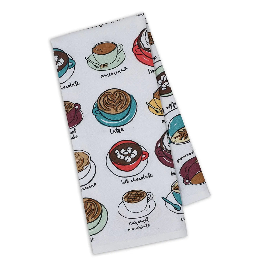 Coffee Cups Printed Tea Towel