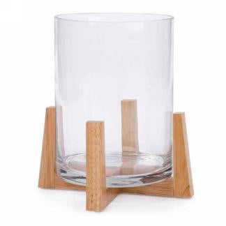 Glass Vase on Wood Base