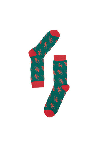 Mens Bamboo Red Lobster Print Socks