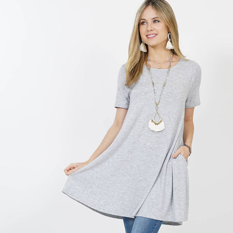 Side Pocket Tunic Short Sleeve 5 Colours