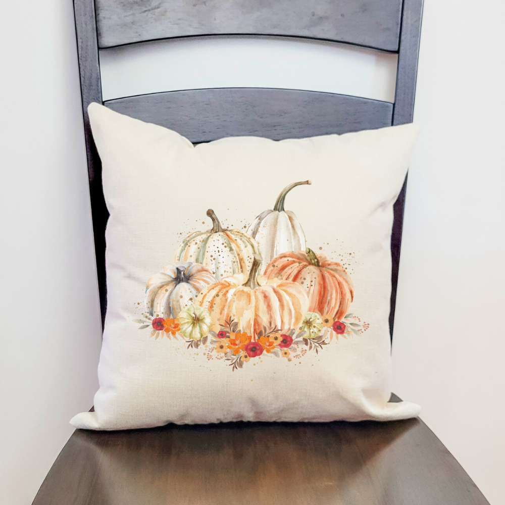 Pumpkins and Flowers Pillow Cover