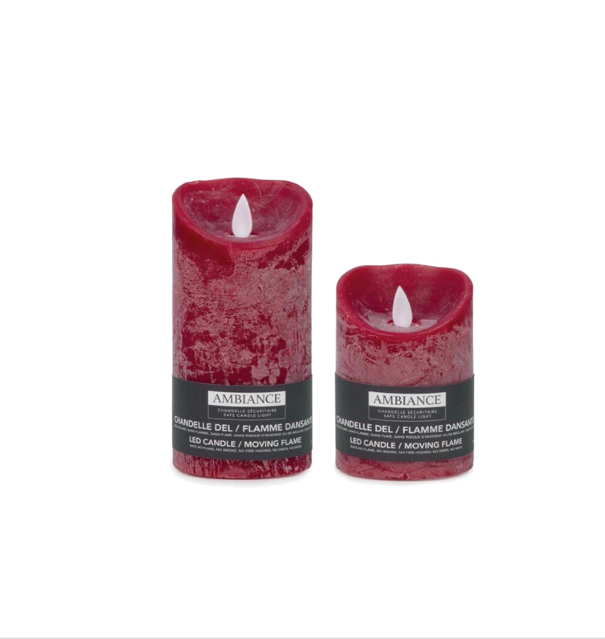 Red Rustic LED Pillar Candles