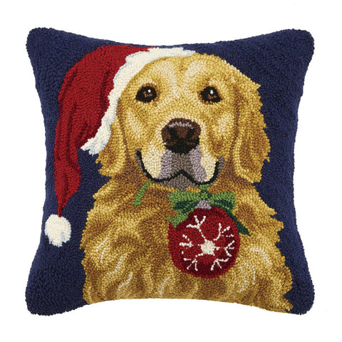 Retriever Dog With Ornament Pillow