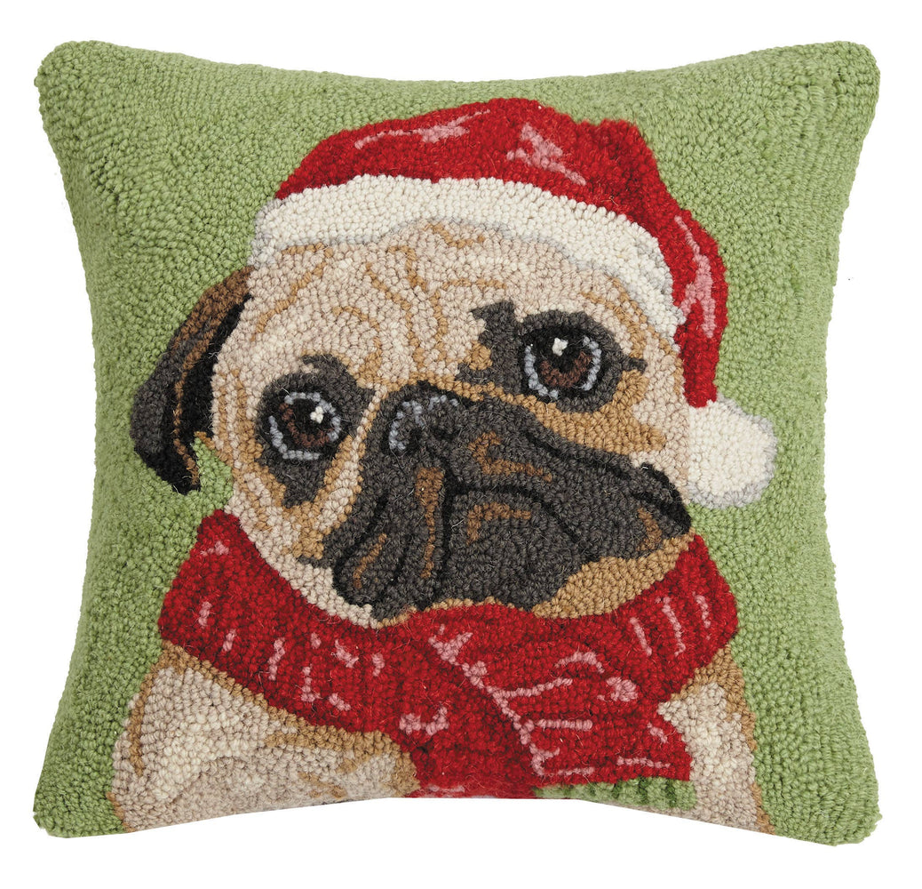 Holiday Pug Hook Pillow