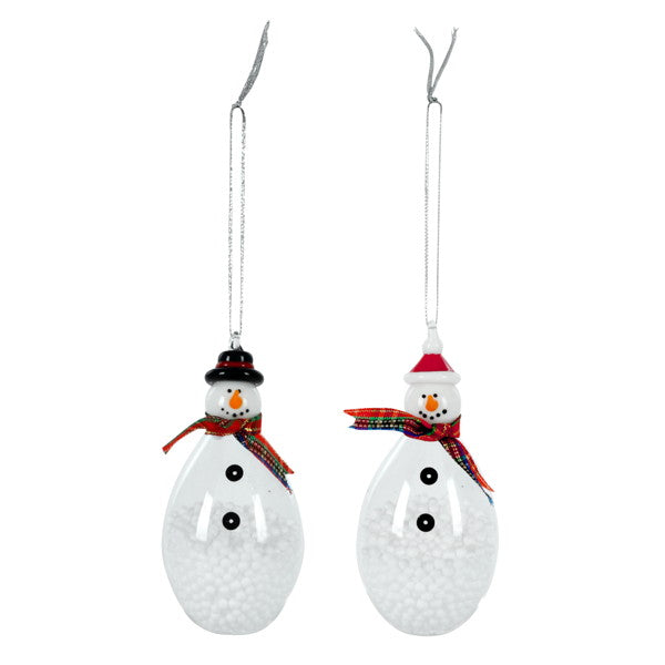 Snowman Ornament with Snow