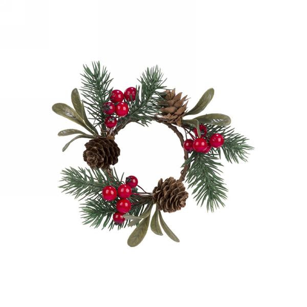 Pinecone & Berries Candle Ring