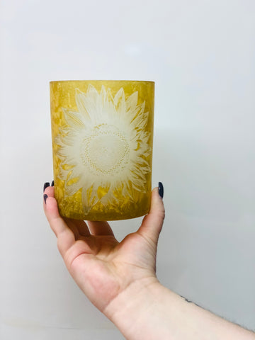 Sunflower Frosted Glass Tealite holder