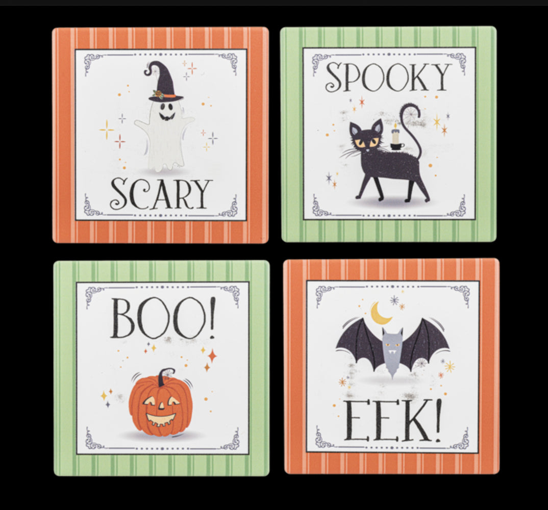 4pc Halloween Coaster Set