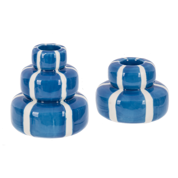 Blue Striped Taper Holder - 2 Sizes
