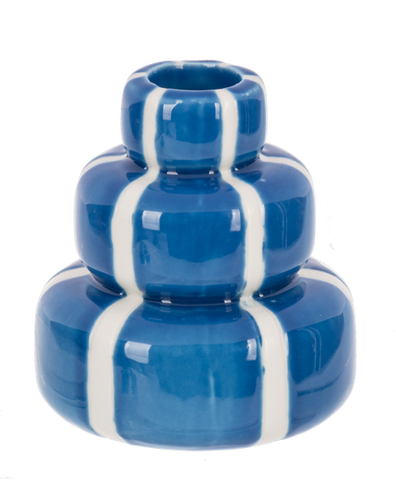Blue Striped Taper Holder - 2 Sizes