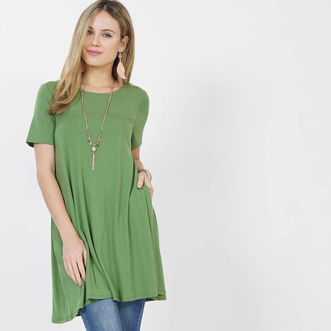 Side Pocket Tunic Short Sleeve 5 Colours