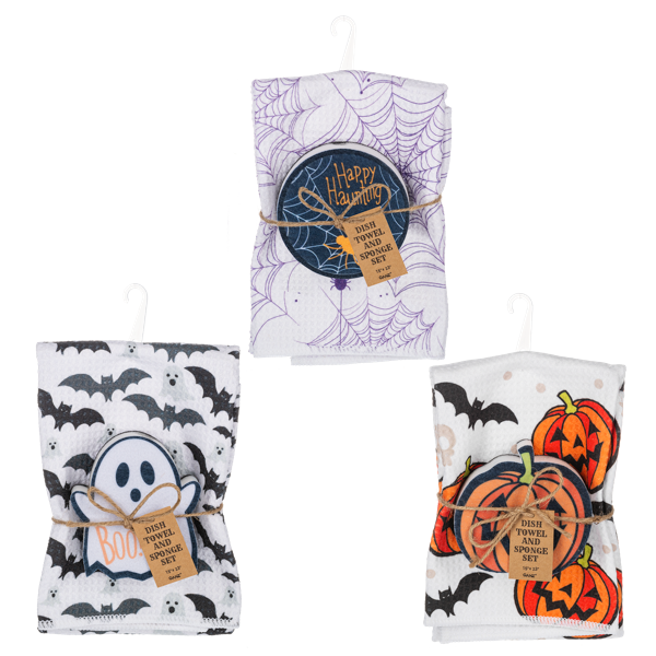 Halloween Tea Towel & Sponge Set