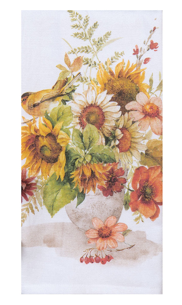 Sunflower Whispers Tea Towel Floral Vase