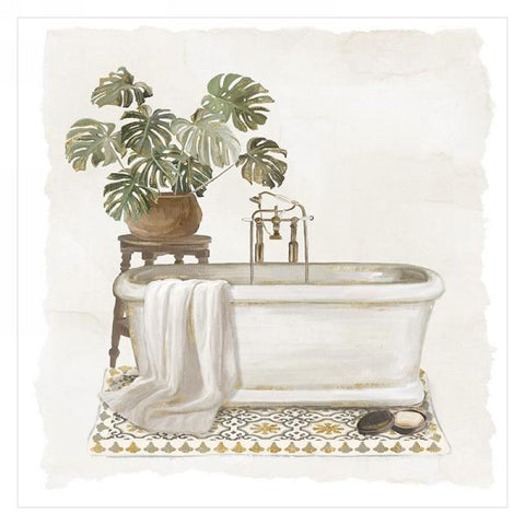 BathTub and Greenery Canvas Print. 2 Styles