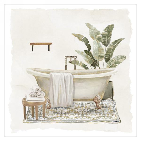 BathTub and Greenery Canvas Print. 2 Styles