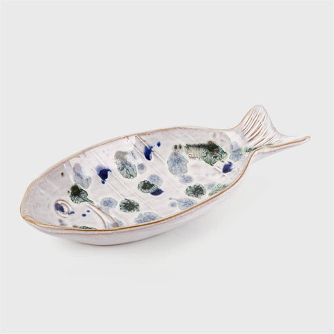 Mottled Glaze Ceramic Fish Dish - 2 sizes