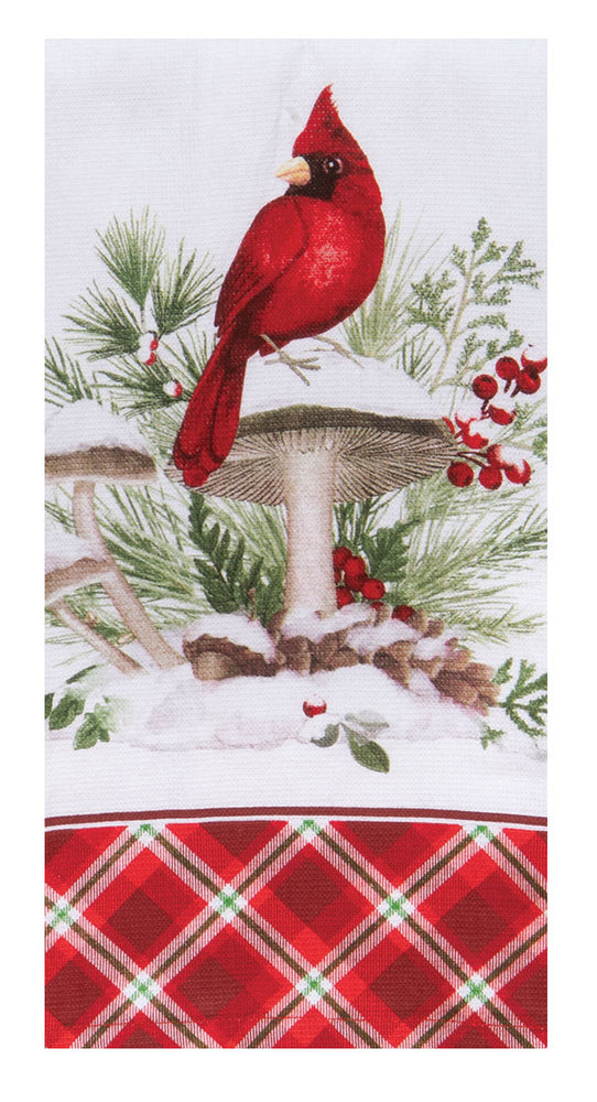 Snow Capped Winter Cardinal Tea Towel