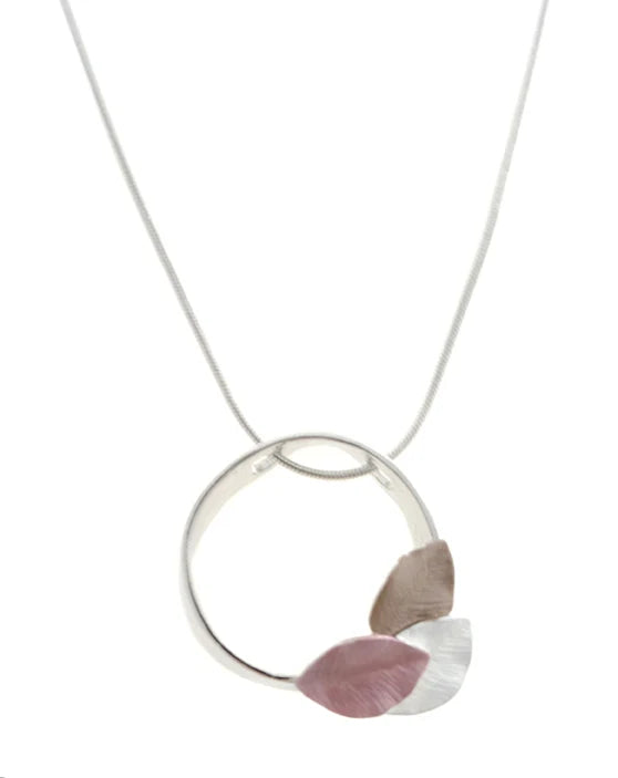 Soft Leaves Circle Necklace or Earrings