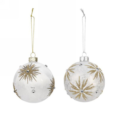 White w/Gold Snowflake Ornament