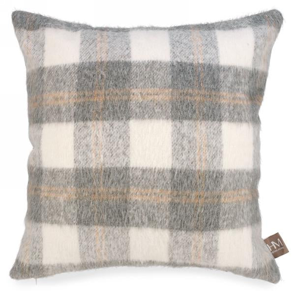 Grey and White Plaid Cushion