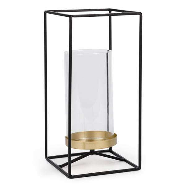 Metal Candle Holder w/Glass