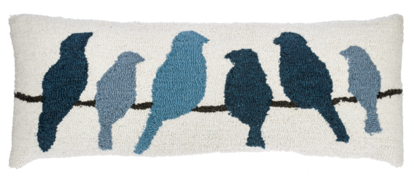 Birds On A Wire Hooked Wool Piilow