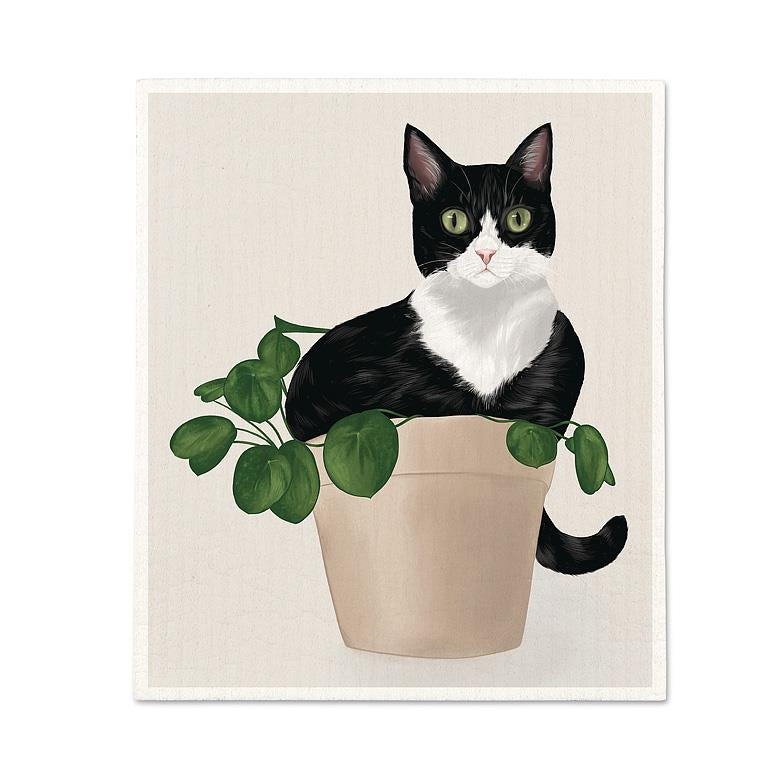 Cat in Planter Dishcloth