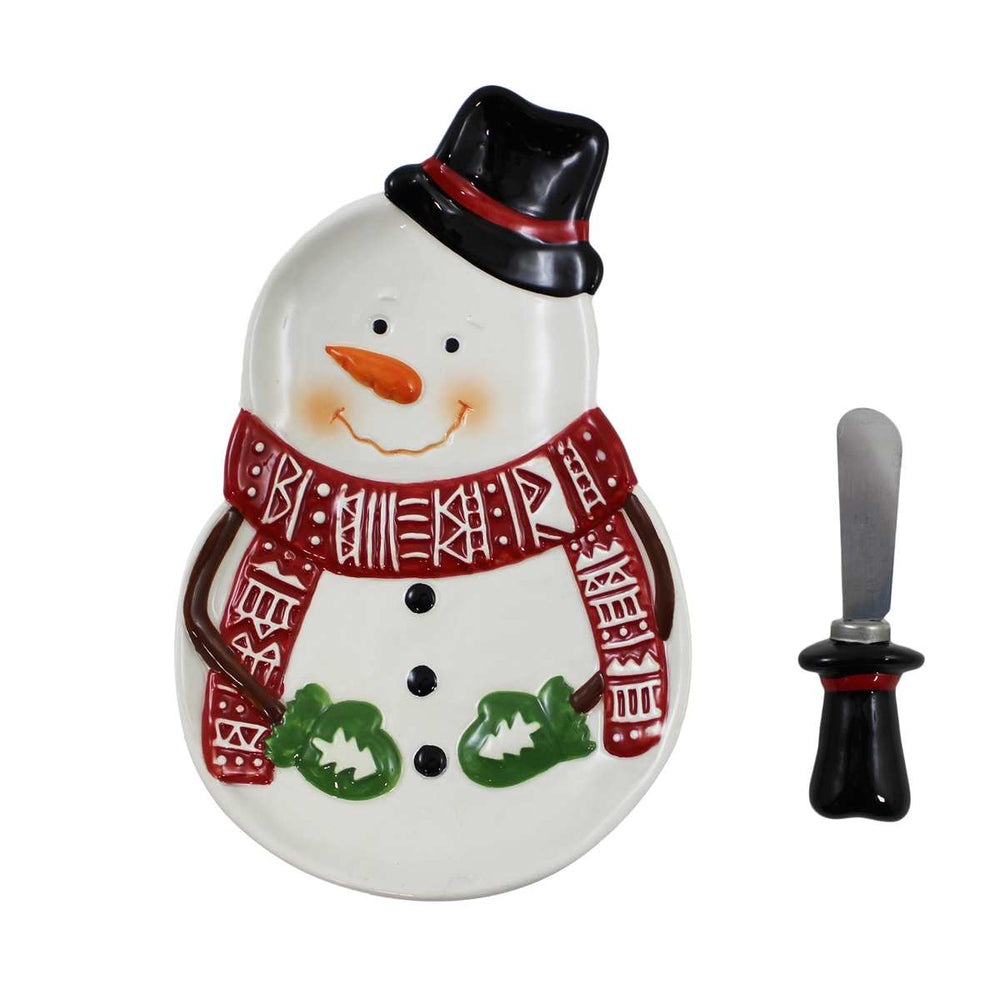 Snowman Snack Plate and Spreader