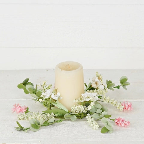 Coral and Cream Mixed Mountain Flower Candle Ring