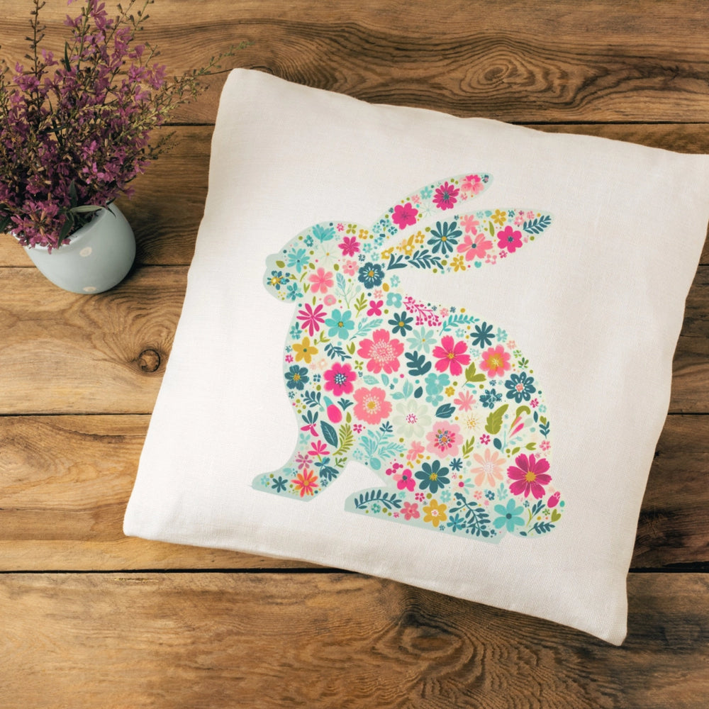 Floral Bunny Pillow Cover