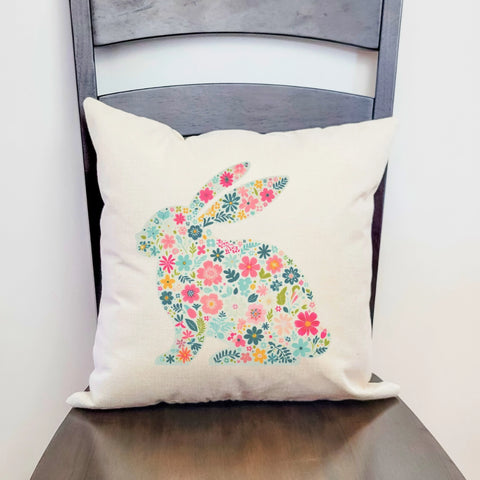 Floral Bunny Pillow Cover