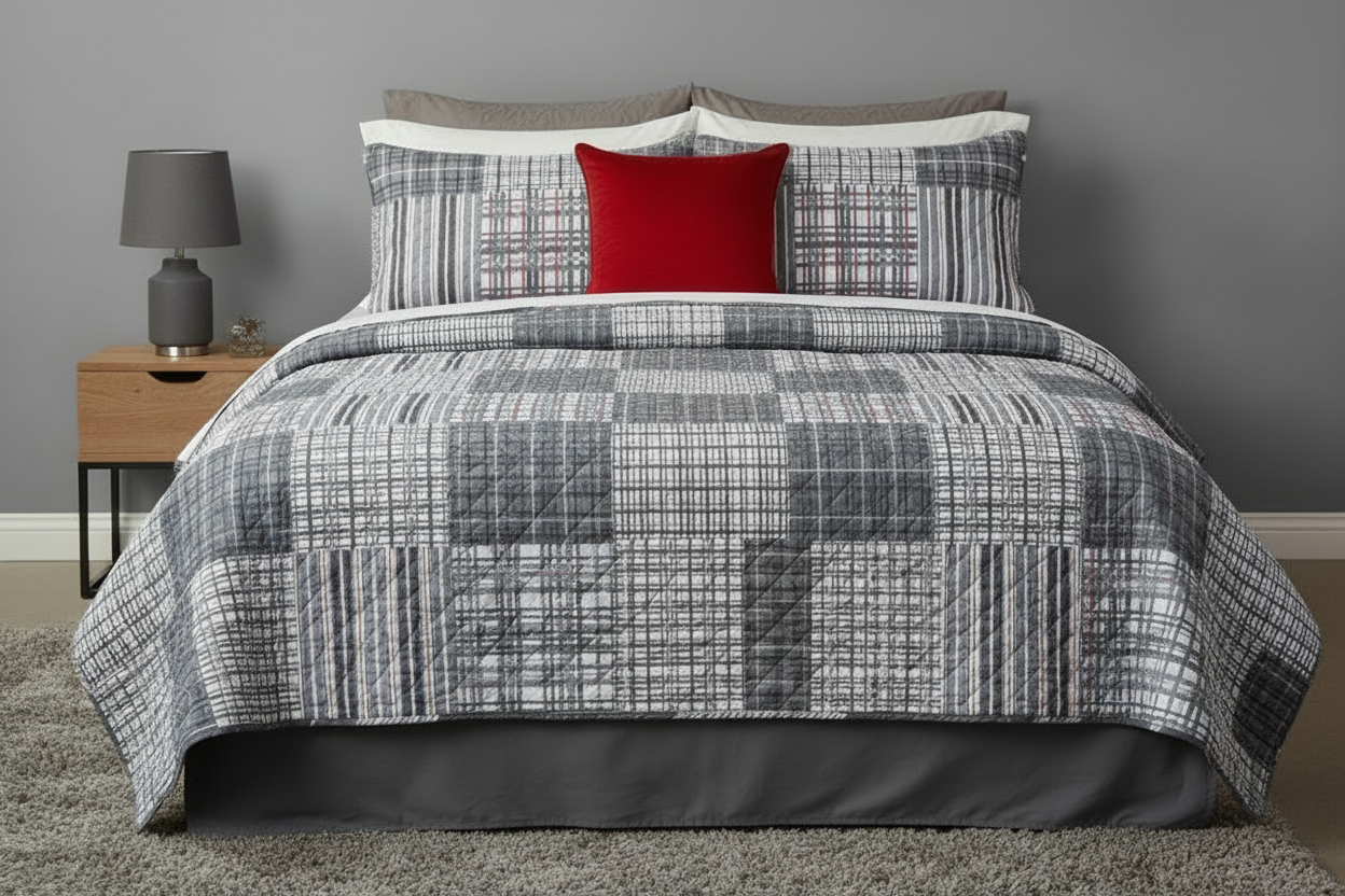 Daryl Grey Plaid Quilt