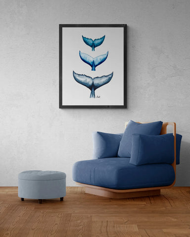 Whale Tail Trio Art Print