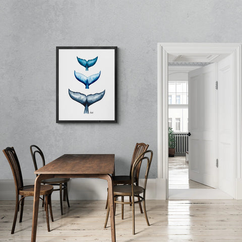 Whale Tail Trio Art Print