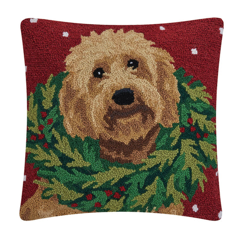 Labradoodle w/Wreath Pillow