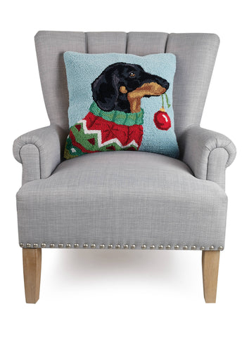 Holiday Dachshund Hook Pillow