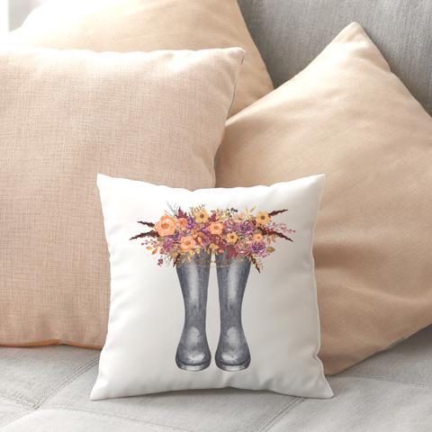 Floral Boots Pillow Cover