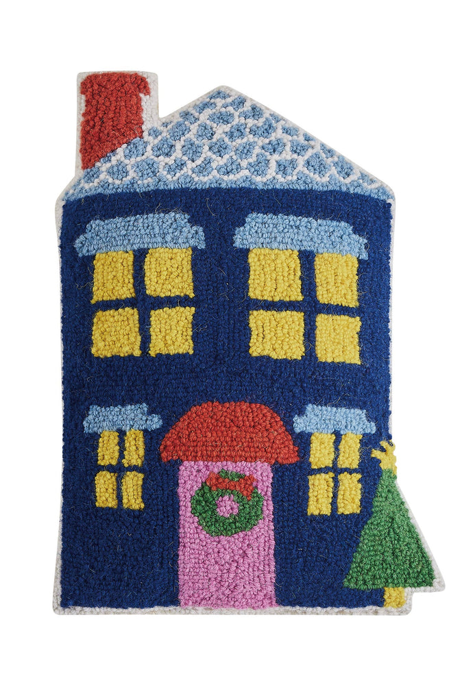 Blue Row House Pillow