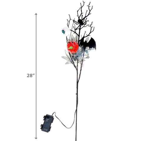 28" LED BRANCH 20L WITH CREEPY CREATURES