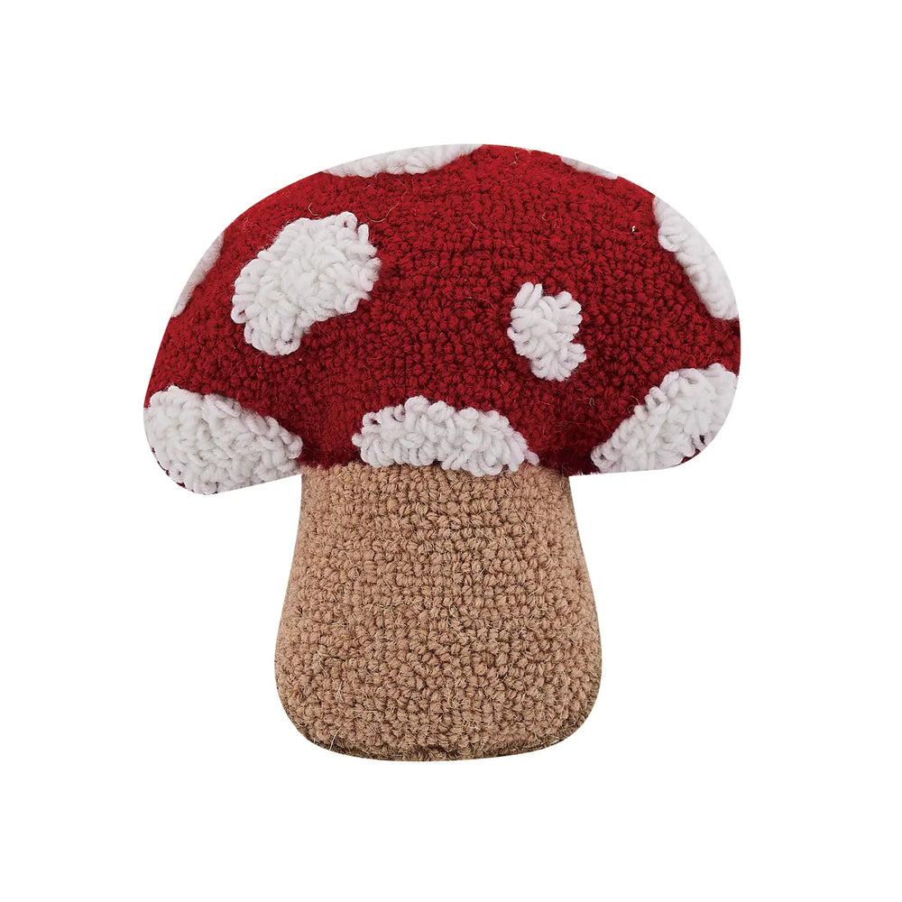 Mushroom Hooked Wool Pillow
