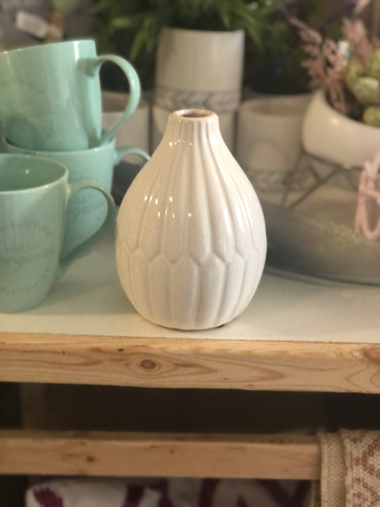 Ivory 6.5" Ridged Ceramic Vase