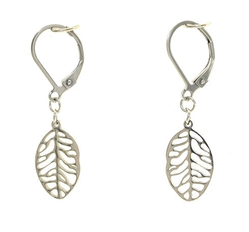 Silver Leaf Drop Earrings