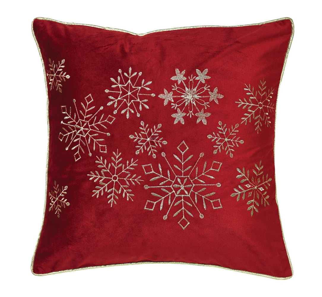 Velvet Red Snowflake Cushion