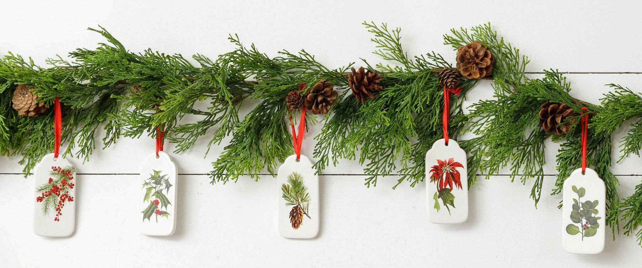 Winter Botanical Ceramic Ornaments