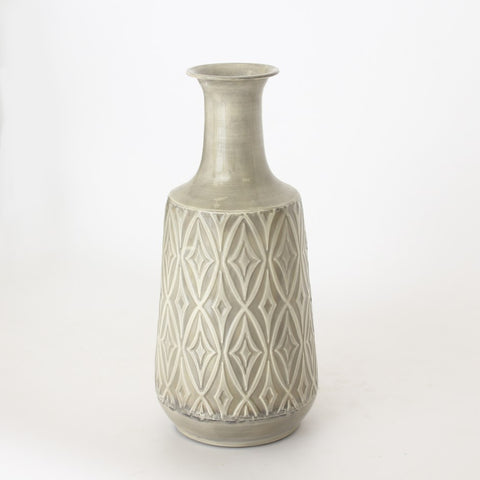 Diamond Motif Tall Neck Vase