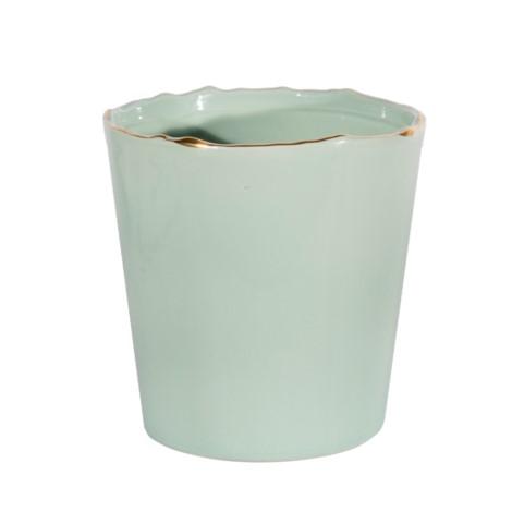 Vase Green with Gold Edge 7"
