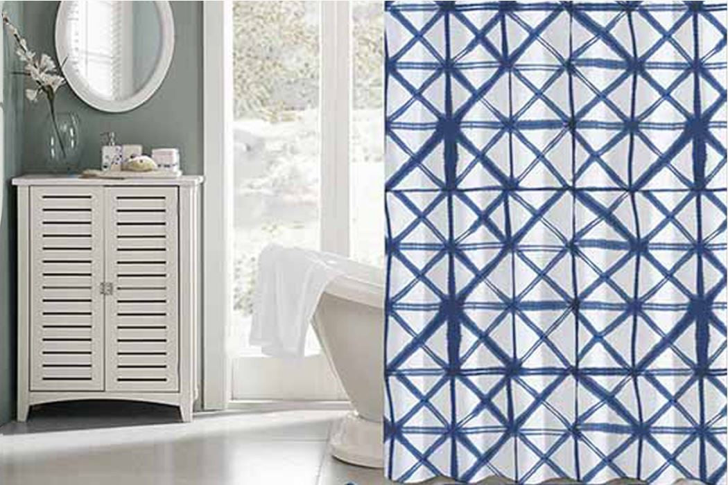 Shibori White/Blue Shower Curtain