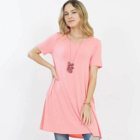 Side Pocket Tunic Short Sleeve 5 Colours