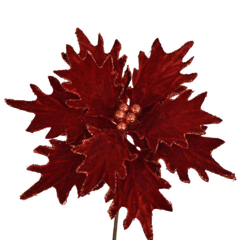 Vintage Velvet Holly Poinsettia Stem