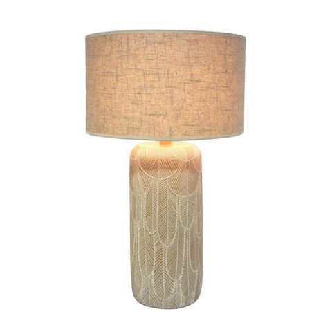 Beige Table Lamp with Feather Motif